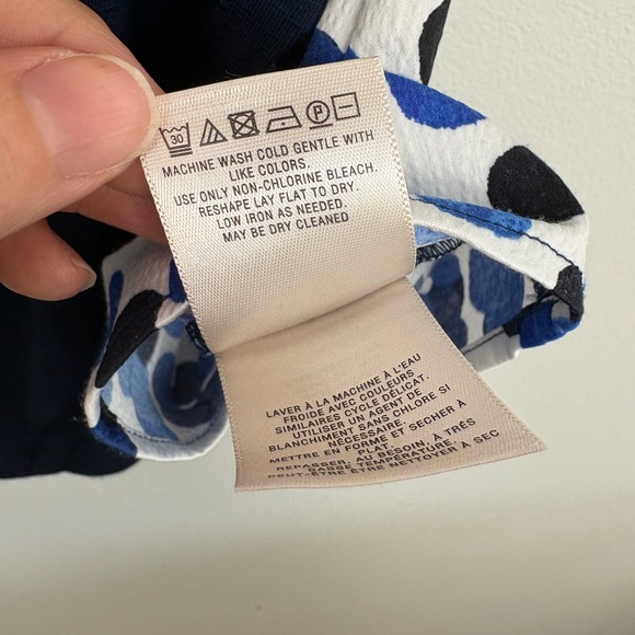 Anthropologie Deletta Navy Layered V-Neck Tank with Blue/White Dotted Trim - Picture 8 of 10